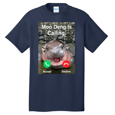 Moo Deng Is Calling Meme Funny Vintage Little Hippo Tall T-Shirt