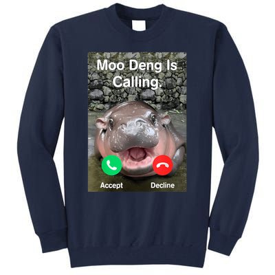 Moo Deng Is Calling Meme Funny Vintage Little Hippo Tall Sweatshirt