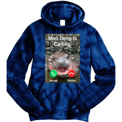 Moo Deng Is Calling Meme Funny Vintage Little Hippo Tie Dye Hoodie