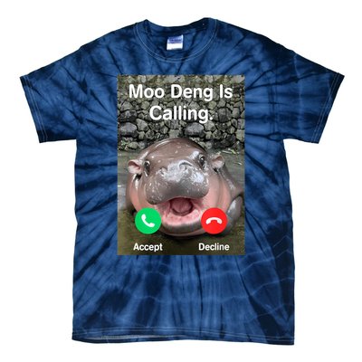 Moo Deng Is Calling Meme Funny Vintage Little Hippo Tie-Dye T-Shirt