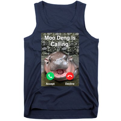 Moo Deng Is Calling Meme Funny Vintage Little Hippo Tank Top