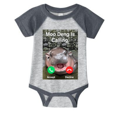 Moo Deng Is Calling Meme Funny Vintage Little Hippo Infant Baby Jersey Bodysuit