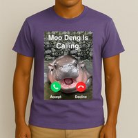 Moo Deng Is Calling Meme Funny Vintage Little Hippo T-Shirt