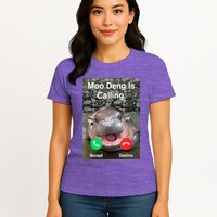 Moo Deng Is Calling Meme Funny Vintage Little Hippo Womens T-Shirt