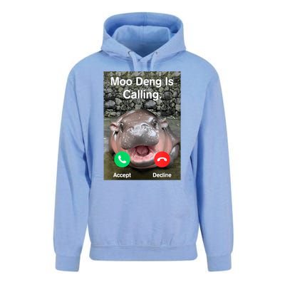 Moo Deng Is Calling Meme Funny Vintage Little Hippo Unisex Surf Hoodie