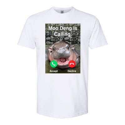 Moo Deng Is Calling Meme Funny Vintage Little Hippo Softstyle CVC T-Shirt