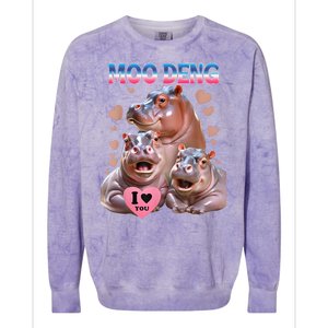 Moo Deng I Love You Hippo Colorblast Crewneck Sweatshirt