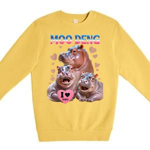 Moo Deng I Love You Hippo Premium Crewneck Sweatshirt