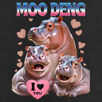 Moo Deng I Love You Hippo 7 Panel Mesh Trucker Snapback Hat