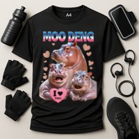 Moo Deng I Love You Hippo Performance Shirt