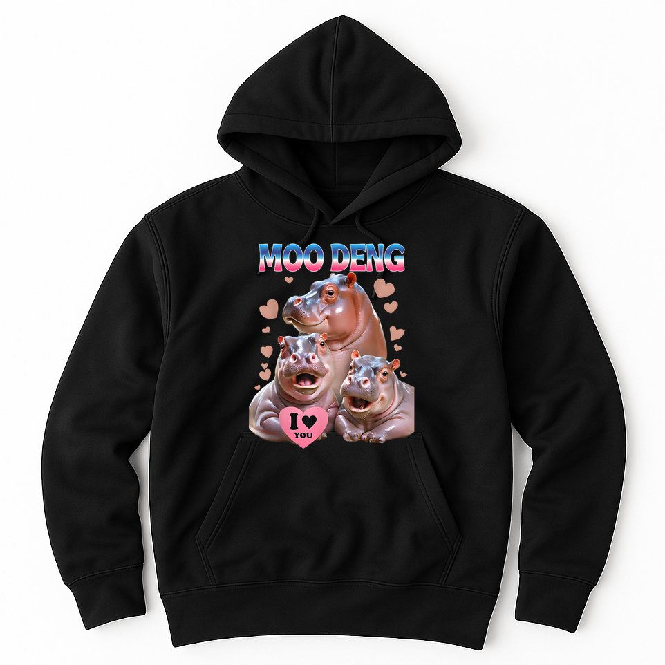 Moo Deng I Love You Hippo Hoodie