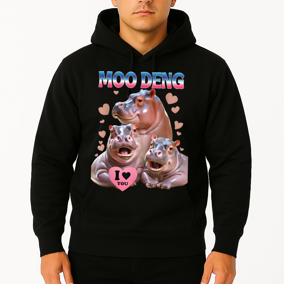 Moo Deng I Love You Hippo Hoodie
