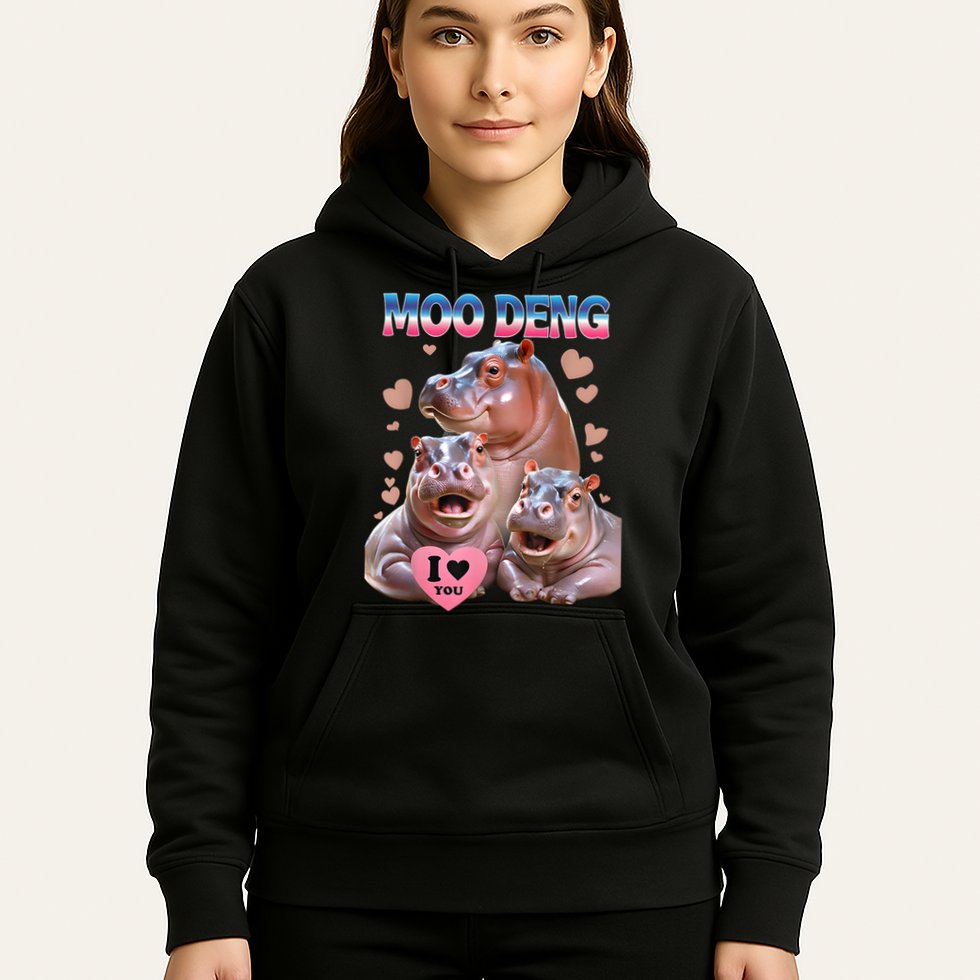 Moo Deng I Love You Hippo Hoodie