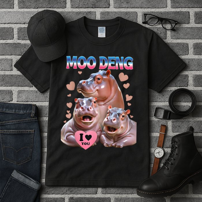 Moo Deng I Love You Hippo Tall T-Shirt