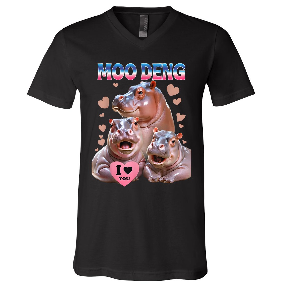 Moo Deng I Love You Hippo V-Neck T-Shirt