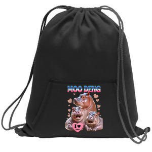 Moo Deng I Love You Hippo Sweatshirt Cinch Pack Bag