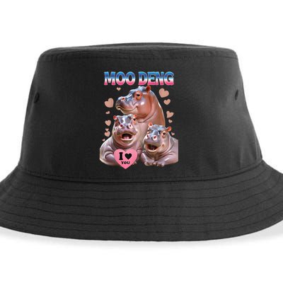 Moo Deng I Love You Hippo Sustainable Bucket Hat