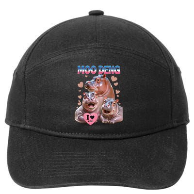 Moo Deng I Love You Hippo 7-Panel Snapback Hat