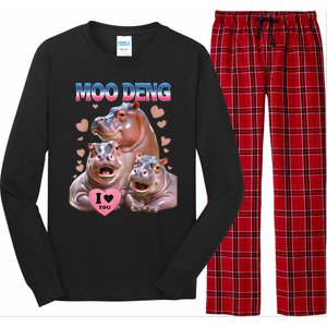 Moo Deng I Love You Hippo Long Sleeve Pajama Set