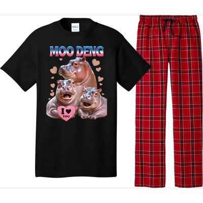 Moo Deng I Love You Hippo Pajama Set