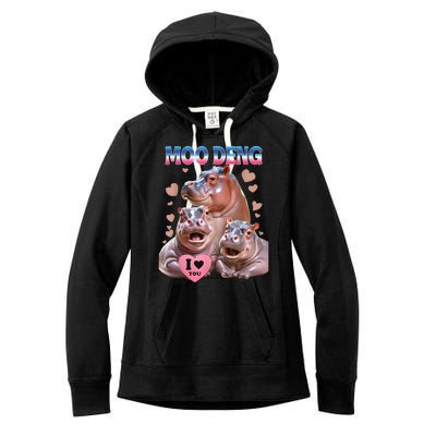 Moo Deng I Love You Hippo Women's Fleece Hoodie