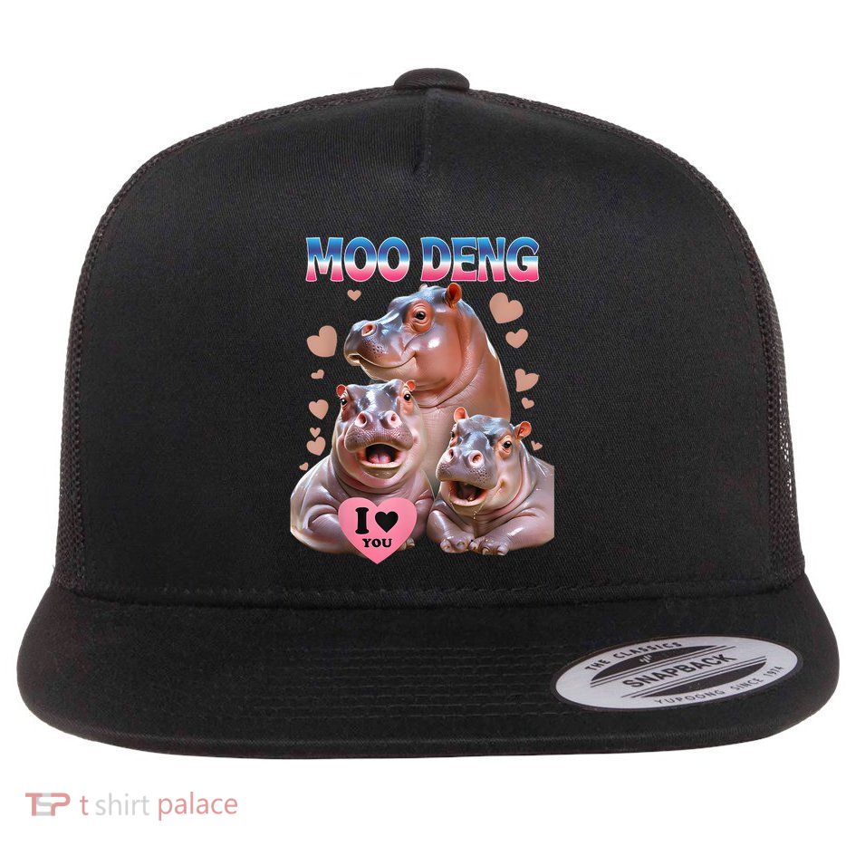Moo Deng I Love You Hippo Flatbill Hat