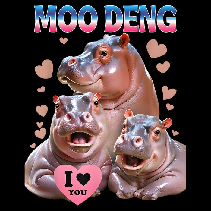 Moo Deng I Love You Hippo Flatbill Hat