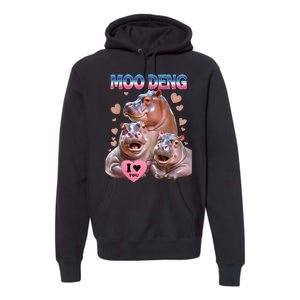 Moo Deng I Love You Hippo Premium Hoodie