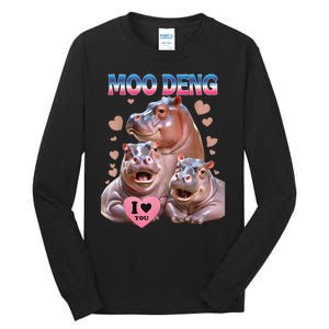 Moo Deng I Love You Hippo Tall Long Sleeve T-Shirt