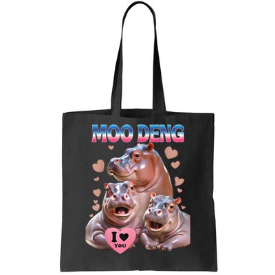 Moo Deng I Love You Hippo Tote Bag