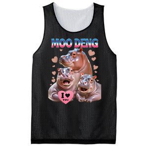 Moo Deng I Love You Hippo Mesh Reversible Basketball Jersey Tank