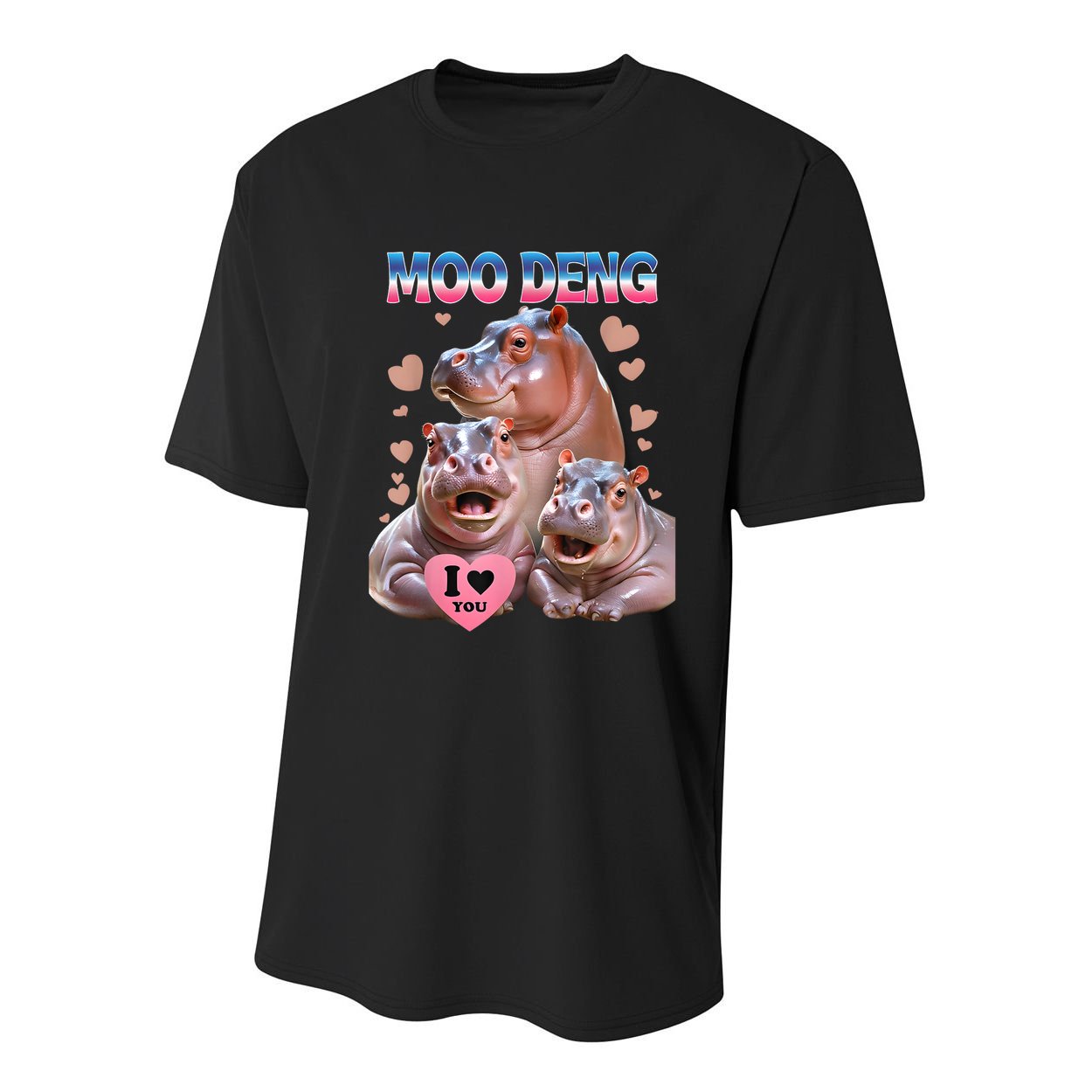 Moo Deng I Love You Hippo Youth Performance Sprint T-Shirt