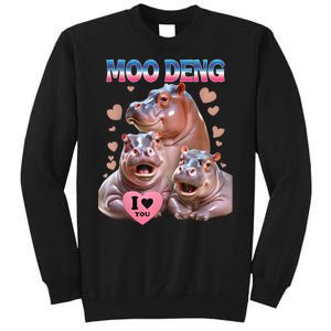 Moo Deng I Love You Hippo Tall Sweatshirt