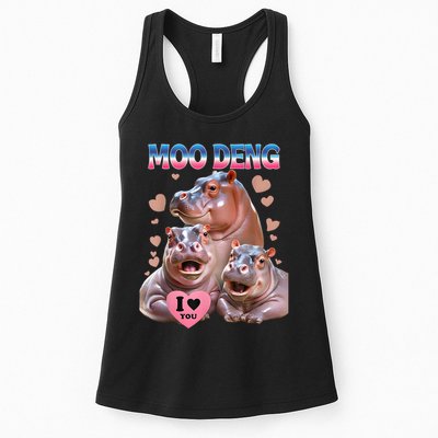 Moo Deng I Love You Hippo Womens Tank Top