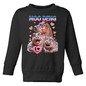 Moo Deng I Love You Hippo Toddler Sweatshirt