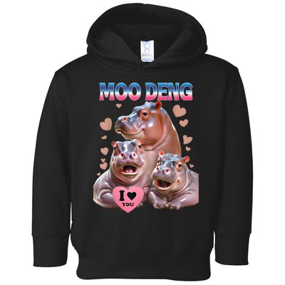 Moo Deng I Love You Hippo Toddler Hoodie