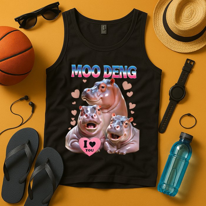 Moo Deng I Love You Hippo Tank Top