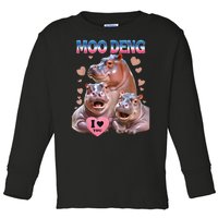 Moo Deng I Love You Hippo Toddler Long Sleeve Shirt