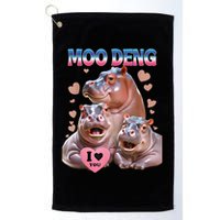 Moo Deng I Love You Hippo Golf Towel