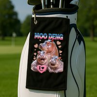 Moo Deng I Love You Hippo Golf Towel