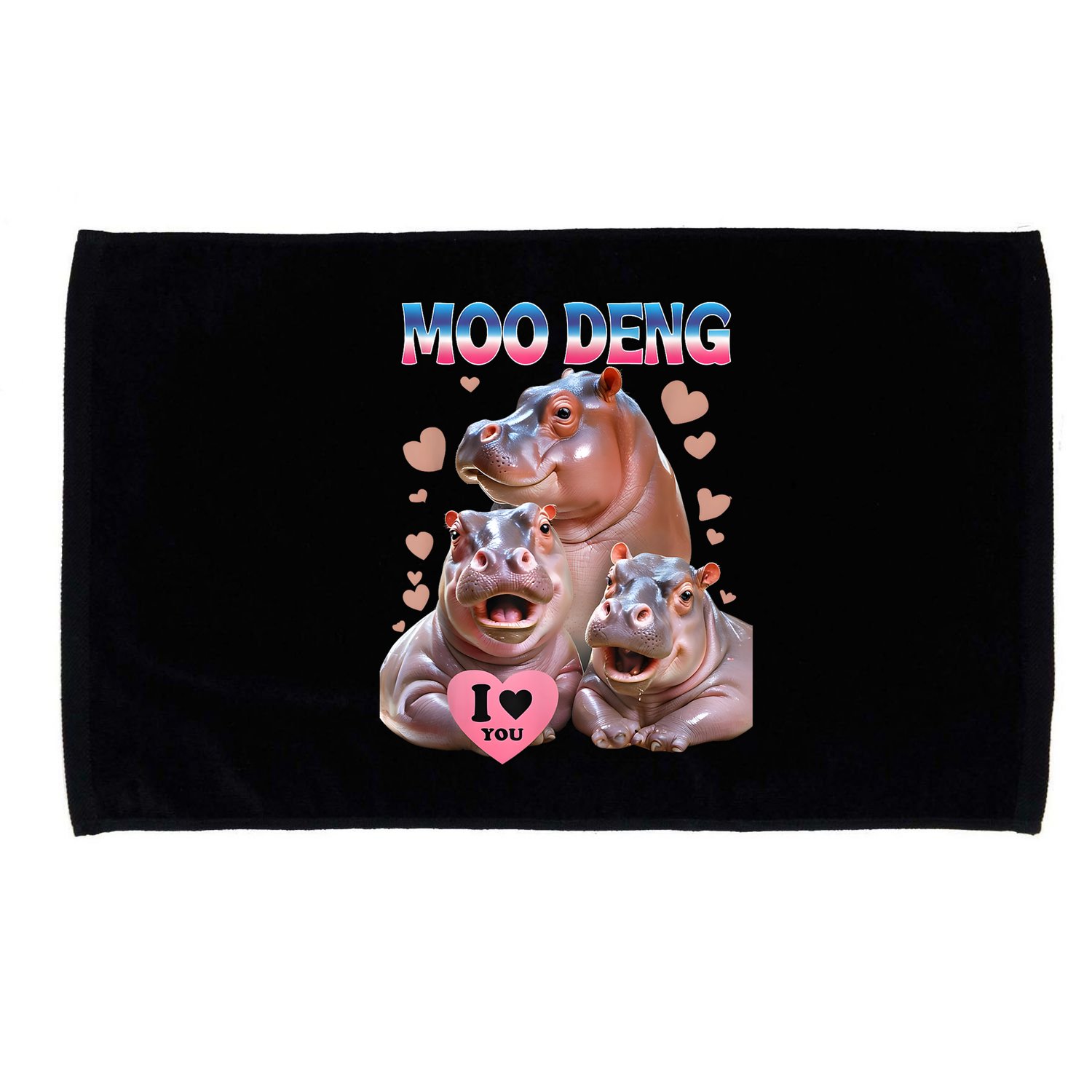 Moo Deng I Love You Hippo Microfiber Hand Towel