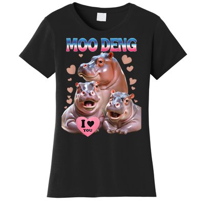 Moo Deng I Love You Hippo Women's T-Shirt