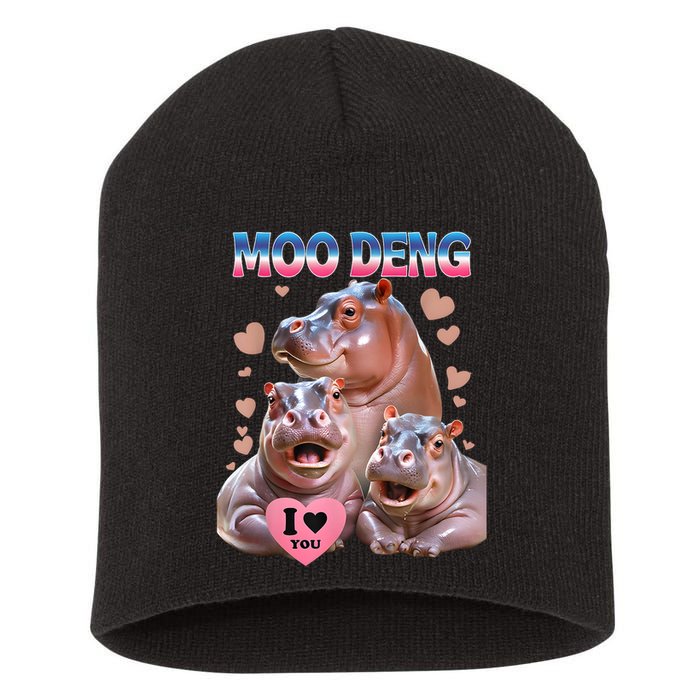 Moo Deng I Love You Hippo Short Acrylic Beanie