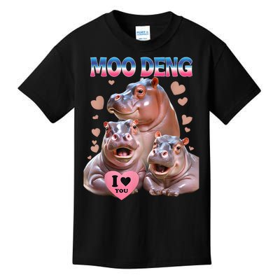 Moo Deng I Love You Hippo Kids T-Shirt