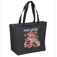 Moo Deng I Love You Hippo Zip Tote Bag