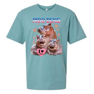 Moo Deng I Love You Hippo Sueded Cloud Jersey T-Shirt