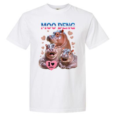 Moo Deng I Love You Hippo Garment-Dyed Heavyweight T-Shirt