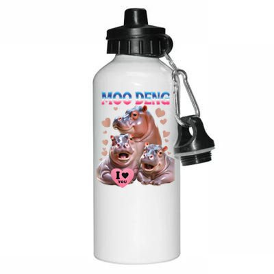 Moo Deng I Love You Hippo Aluminum Water Bottle 