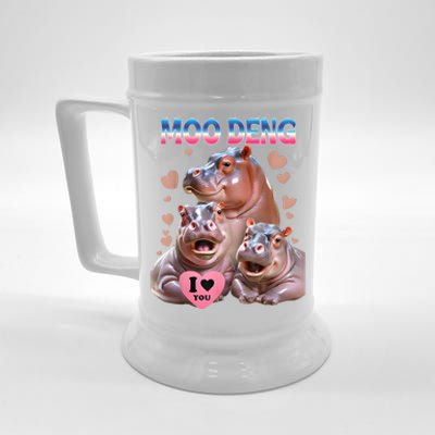 Moo Deng I Love You Hippo Beer Stein