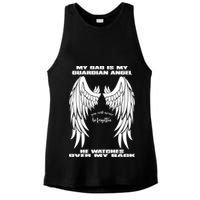 My Dad Is My Guardian Angel - Text on Back Ladies PosiCharge Tri-Blend Wicking Tank